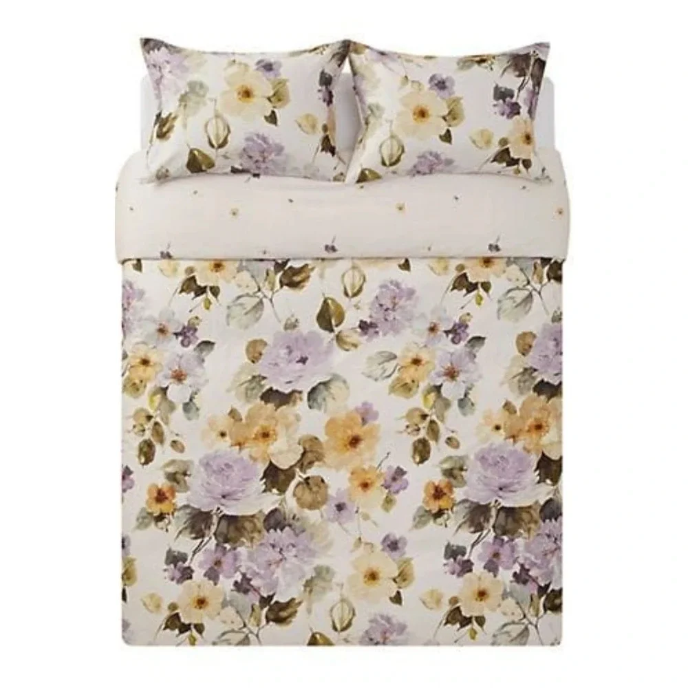 Hudson Bay Boutique Floral Cotton Queen Duvet Cover Set 3 Piece